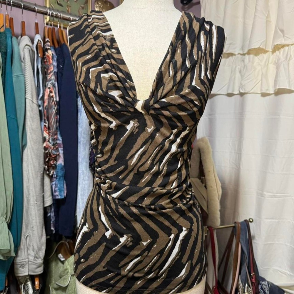 Y2K brown & black zebra print top